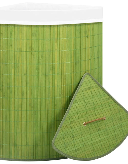 Загрузите изображение в средство просмотра галереи, Coș de rufe din bambus, pentru colț, verde, 60 L - Lando
