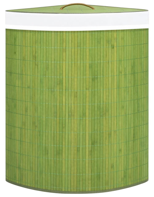 Încărcați imaginea în vizualizatorul Galerie, Coș de rufe din bambus, pentru colț, verde, 60 L - Lando
