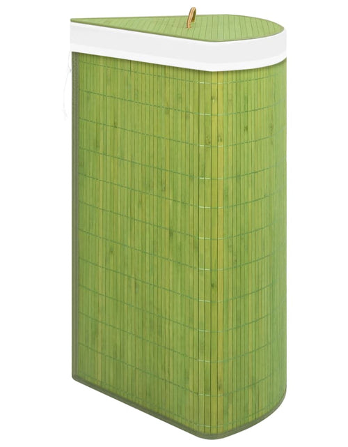Încărcați imaginea în vizualizatorul Galerie, Coș de rufe din bambus, pentru colț, verde, 60 L - Lando

