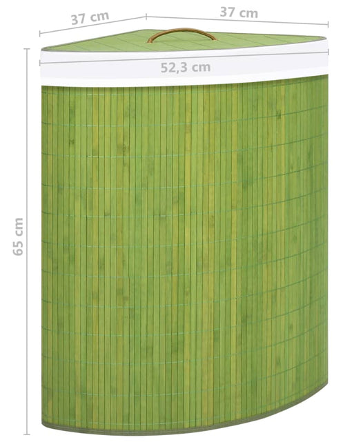 Загрузите изображение в средство просмотра галереи, Coș de rufe din bambus, pentru colț, verde, 60 L - Lando
