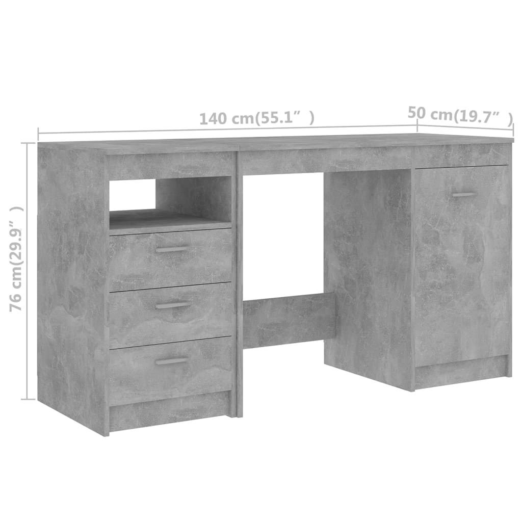 Birou, gri beton, 140 x 50 x 76 cm, lemn prelucrat Lando - Lando