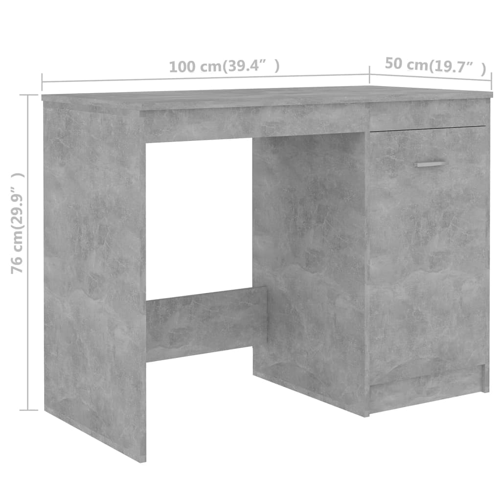 Birou, gri beton, 140 x 50 x 76 cm, lemn prelucrat Lando - Lando
