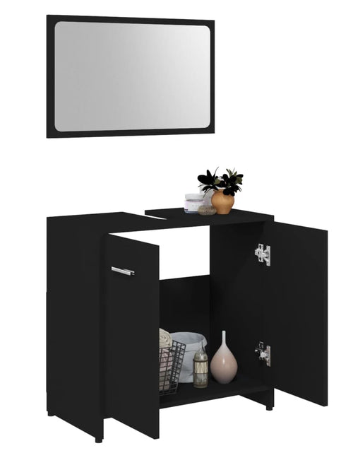 Încărcați imaginea în vizualizatorul Galerie, Set de mobilier de baie, negru, lemn prelucrat - Lando
