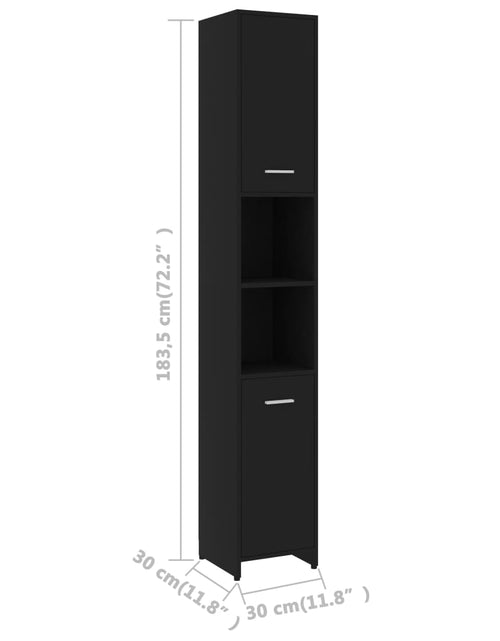 Încărcați imaginea în vizualizatorul Galerie, Dulap de baie, negru, 30x30x183,5 cm, PAL - Lando
