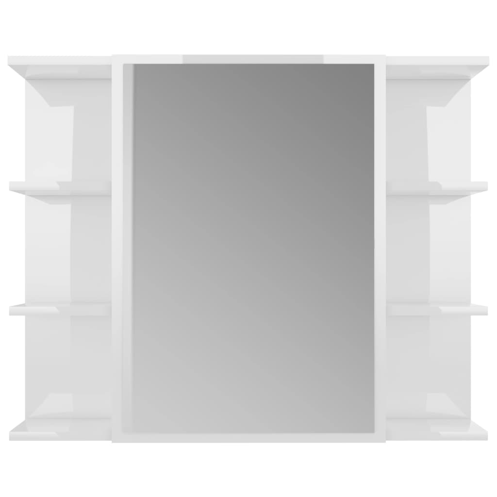 Dulap de baie cu oglindă, alb extralucios, 80x20,5x64 cm, PAL Lando - Lando