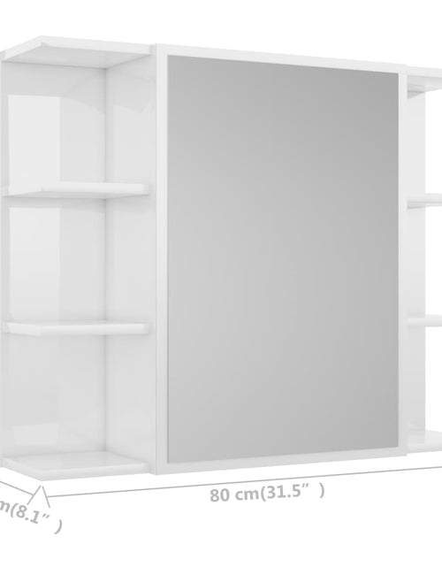 Загрузите изображение в средство просмотра галереи, Dulap de baie cu oglindă, alb extralucios, 80x20,5x64 cm, PAL Lando - Lando
