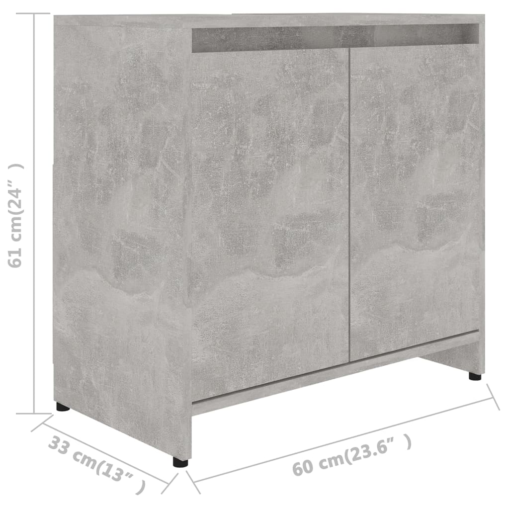 Dulap de baie, gri beton, 60 x 33 x 61 cm, PAL - Lando