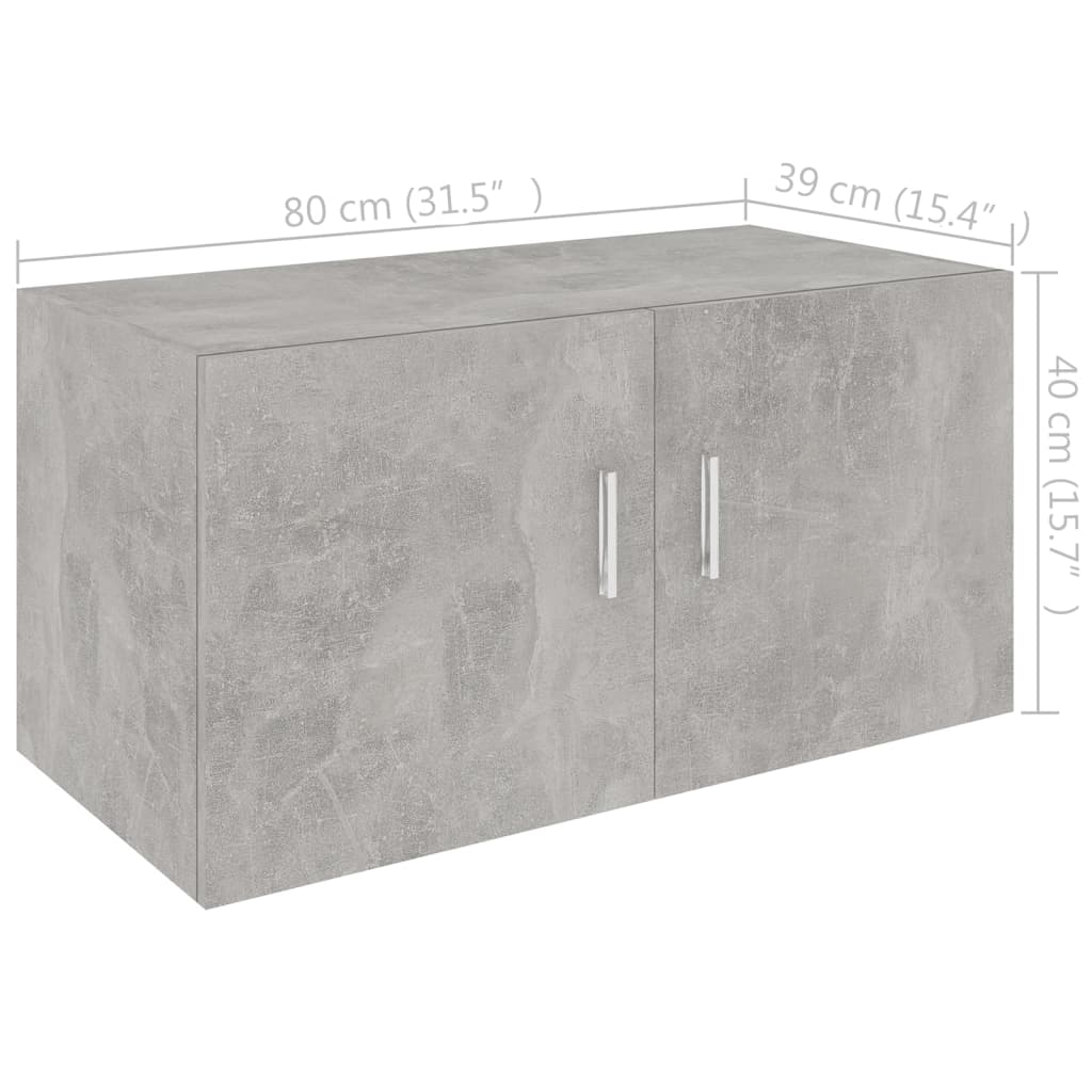 Dulap montat pe perete, gri beton, 80 x 39 x 40 cm, PAL Lando - Lando