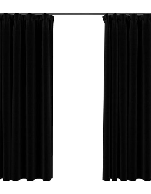 Încărcați imaginea în vizualizatorul Galerie, Draperii opace aspect in, cârlige, 2 buc., negru, 140 x 175 cm Lando - Lando
