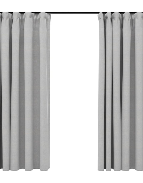 Încărcați imaginea în vizualizatorul Galerie, Draperii opace aspect pânză, cu cârlige, 2 buc, gri, 140x175 cm - Lando
