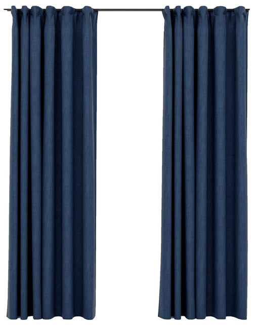 Încărcați imaginea în vizualizatorul Galerie, Perdele opace aspect pânză cârlige, 2 buc, albastru, 140x225 cm Lando - Lando
