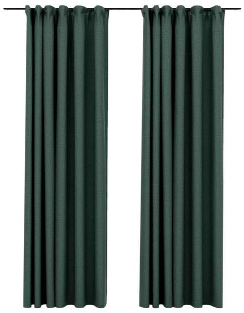 Încărcați imaginea în vizualizatorul Galerie, Draperii opace aspect in, cu cârlige, 2 buc. verde, 140x245 cm Lando - Lando
