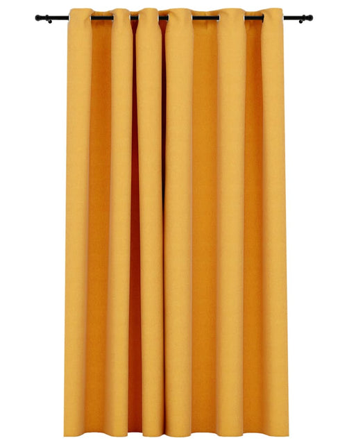 Încărcați imaginea în vizualizatorul Galerie, Perdea opacă, aspect pânză, cu ocheți, galben, 290x245 cm - Lando
