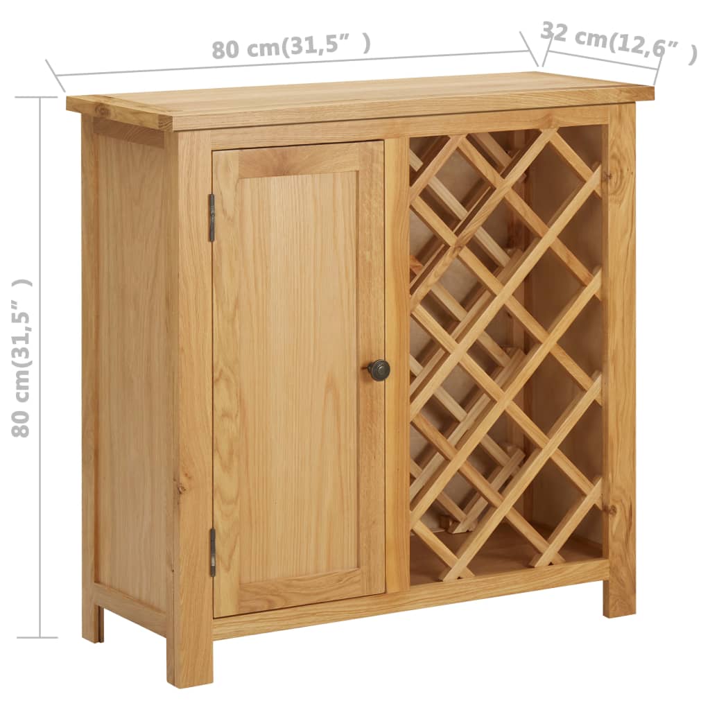Dulap sticle de vin, 11 sticle, 80x32x80 cm, lemn de stejar - Lando