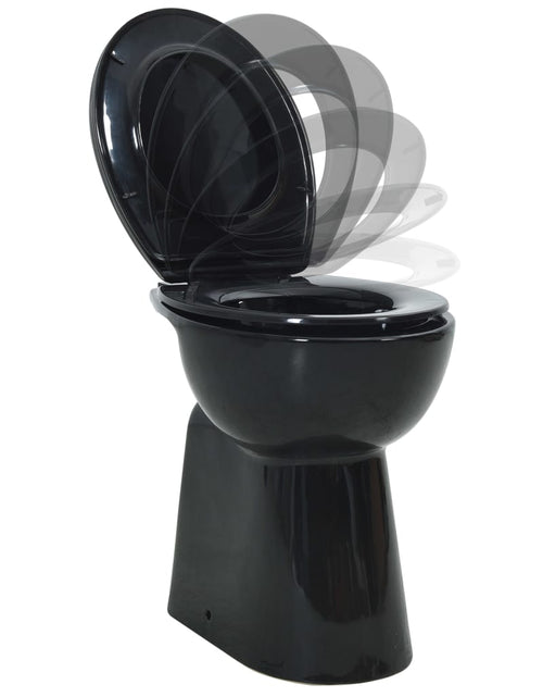 Загрузите изображение в средство просмотра галереи, Vas WC fără ramă închidere silențioasă, + 7 cm, negru, ceramică Lando - Lando
