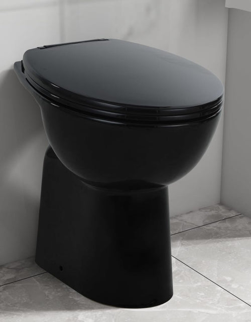Загрузите изображение в средство просмотра галереи, Vas WC fără ramă închidere silențioasă, + 7 cm, negru, ceramică Lando - Lando
