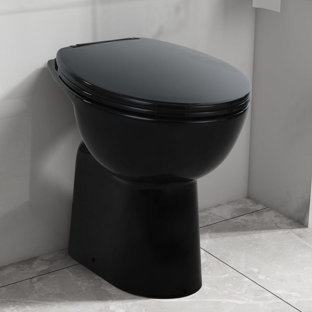Vas WC fără ramă închidere silențioasă, + 7 cm, negru, ceramică Lando - Lando