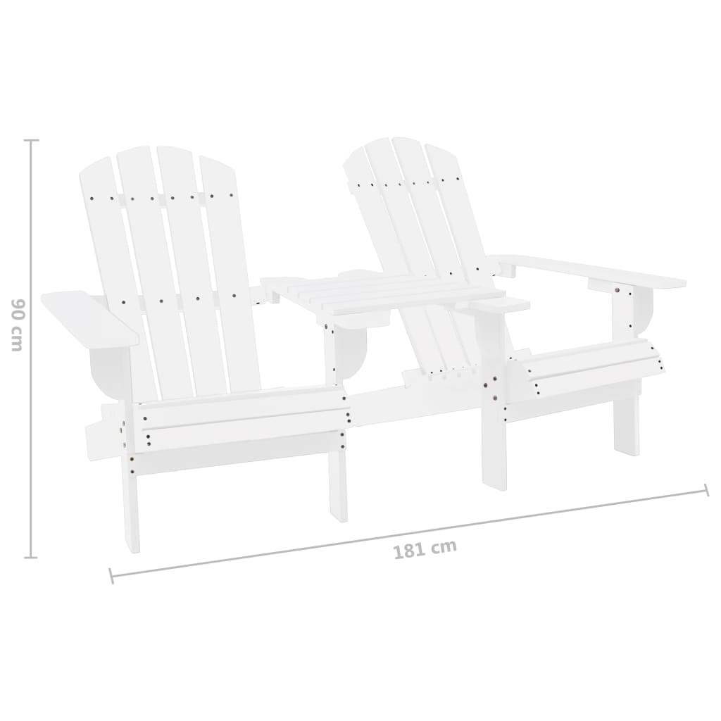 Scaune de grădină Adirondack & masă ceai, alb, lemn masiv brad - Lando