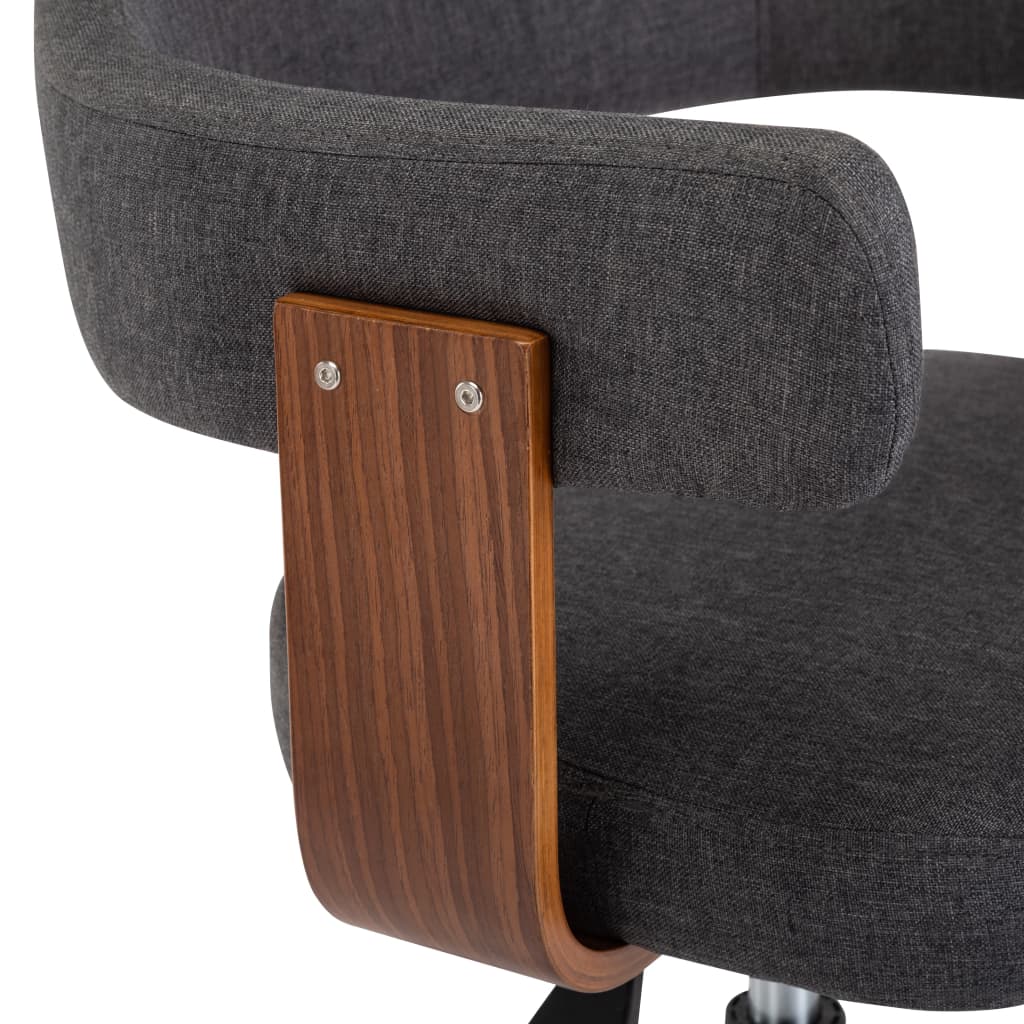 Scaun de birou pivotant, gri, lemn curbat și material textil - Lando