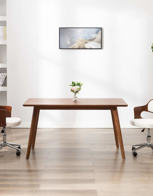 Încărcați imaginea în vizualizatorul Galerie, Scaun de birou pivotant, alb, lemn curbat și piele ecologică - Lando

