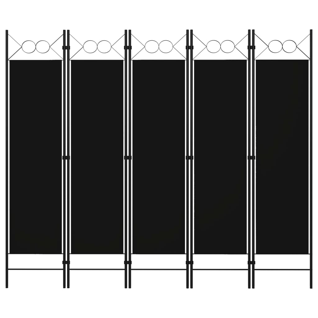 Paravan de cameră cu 5 panouri, negru, 200 x 180 cm - Lando