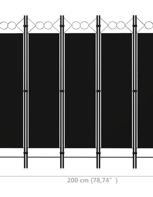 Încărcați imaginea în vizualizatorul Galerie, Paravan de cameră cu 5 panouri, negru, 200 x 180 cm - Lando
