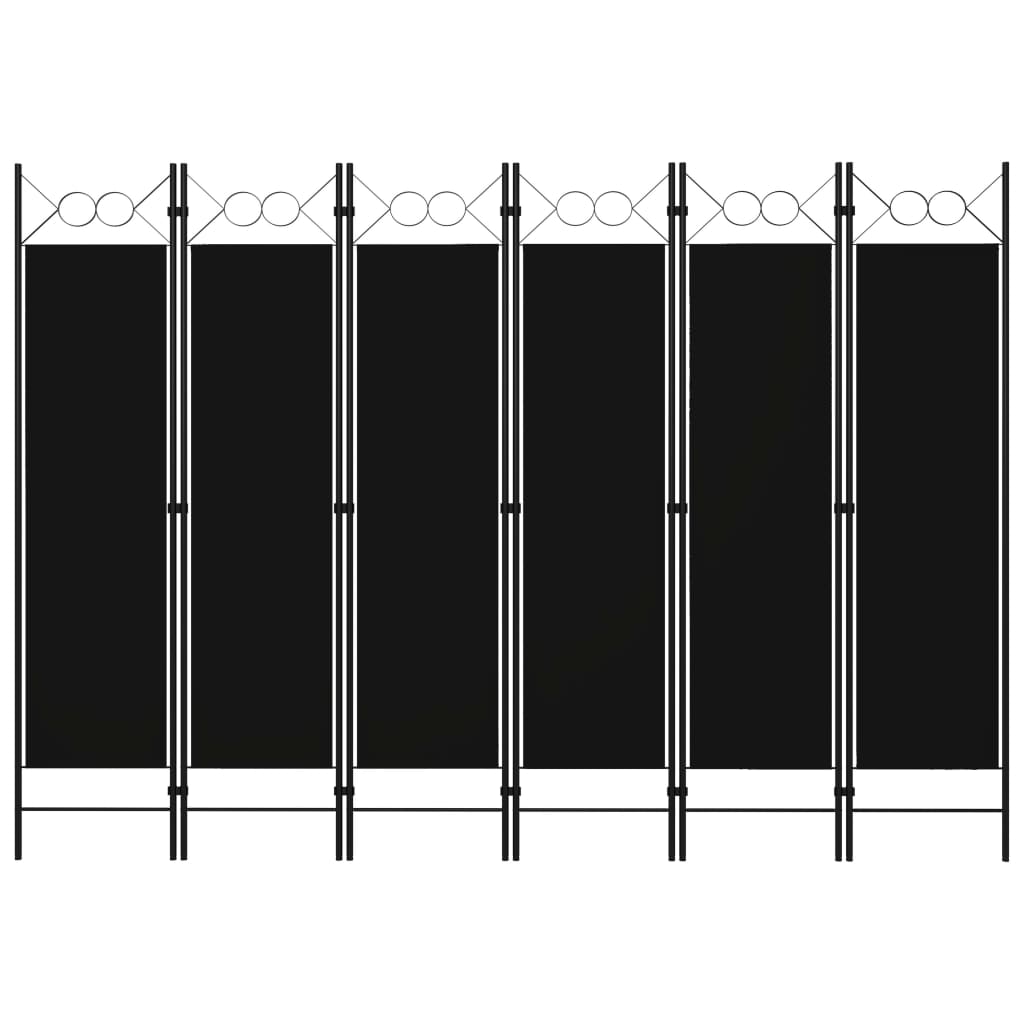 Paravan de cameră cu 6 panouri, negru, 240 x 180 cm - Lando