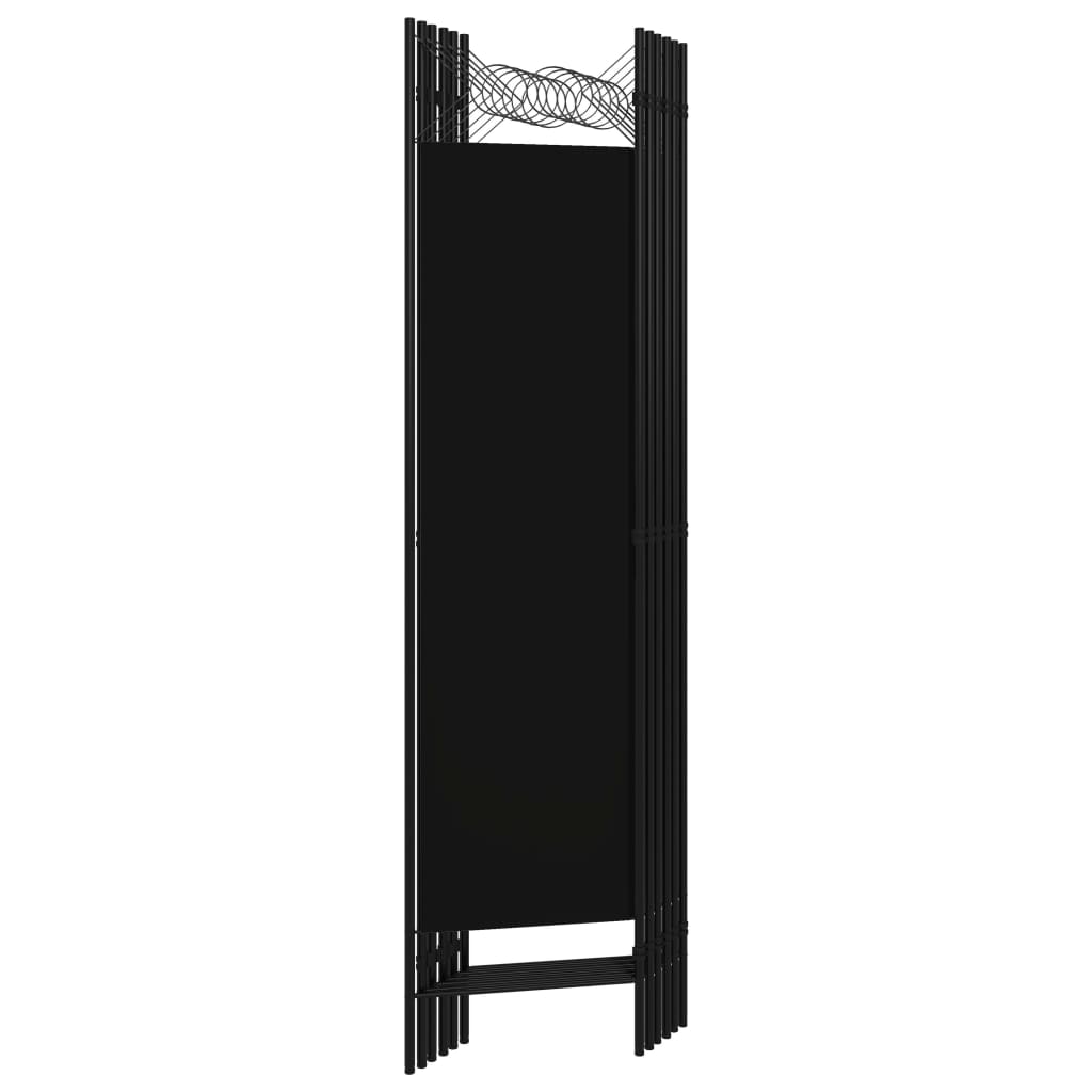 Paravan de cameră cu 6 panouri, negru, 240 x 180 cm - Lando