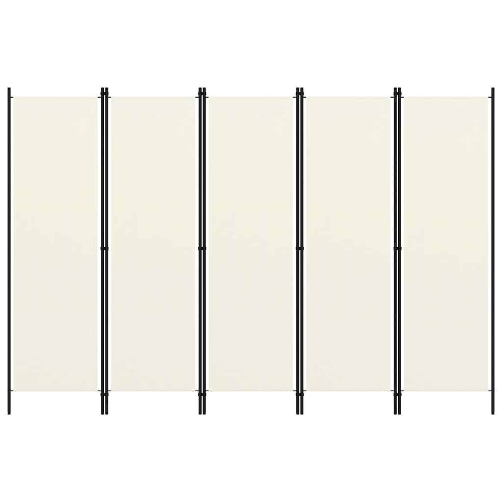 Paravan de cameră cu 5 panouri, alb crem, 250 x 180 cm - Lando