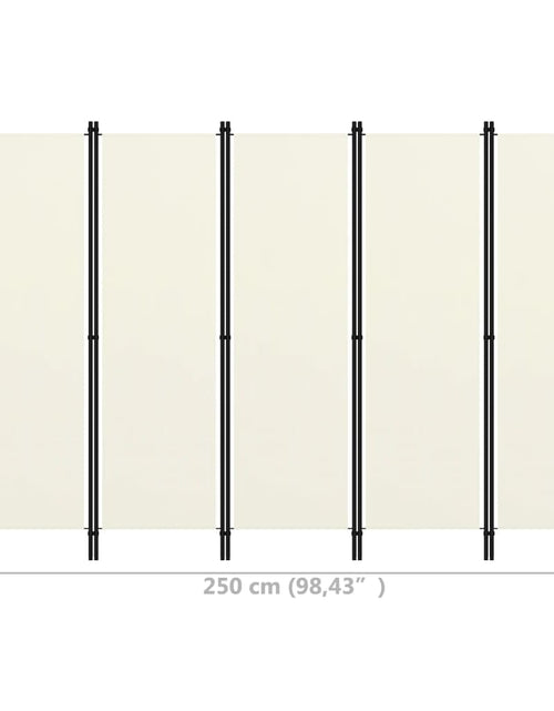 Загрузите изображение в средство просмотра галереи, Paravan de cameră cu 5 panouri, alb crem, 250 x 180 cm - Lando
