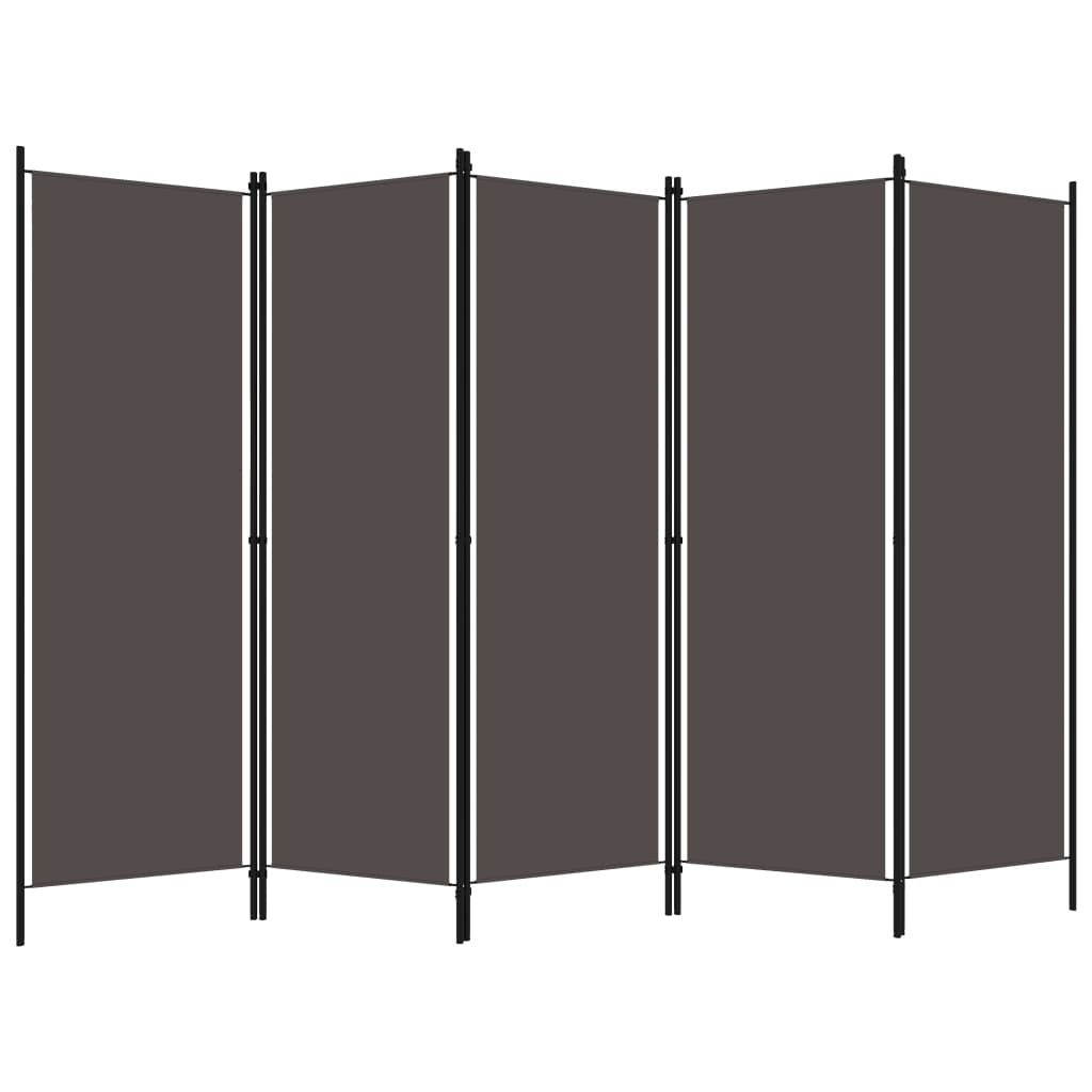 Paravan de cameră cu 5 panouri, antracit, 250 x 180 cm - Lando