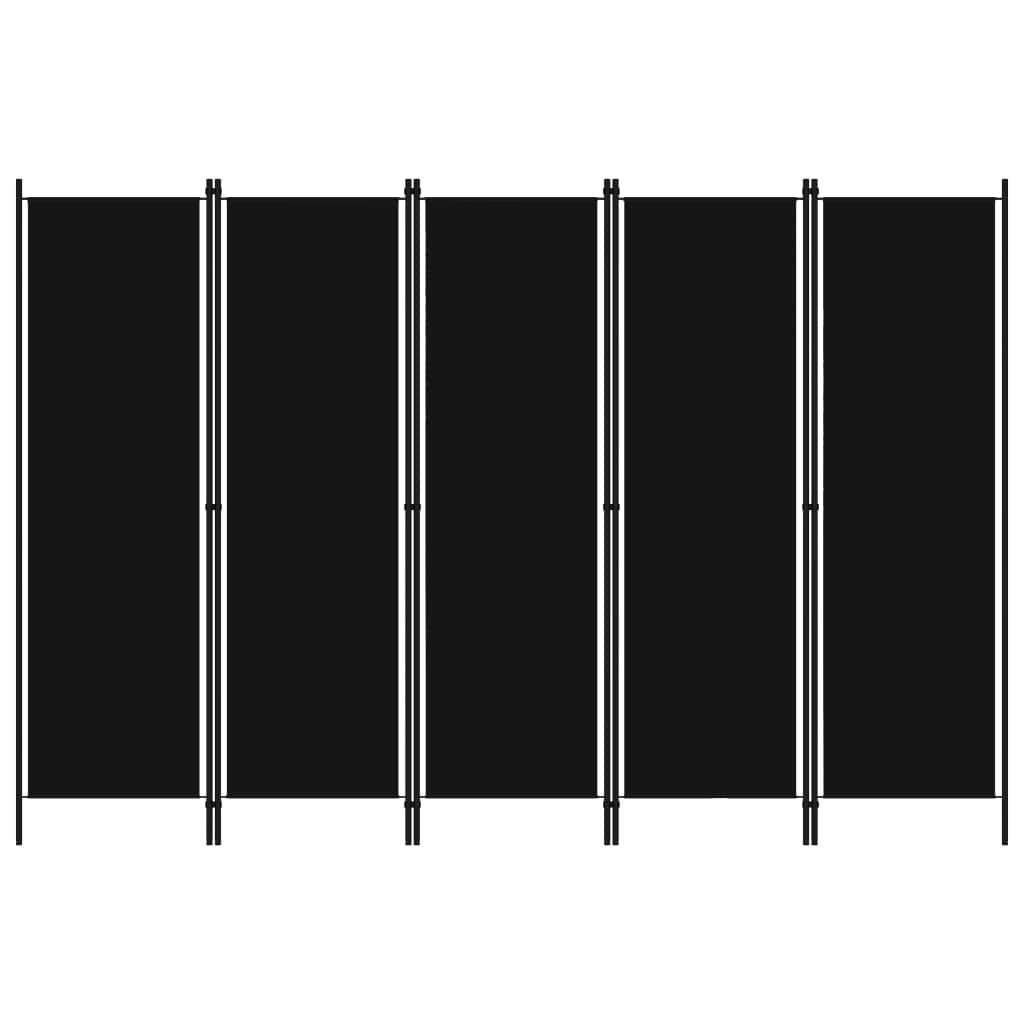 Paravan de cameră cu 5 panouri, negru, 250 x 180 cm - Lando