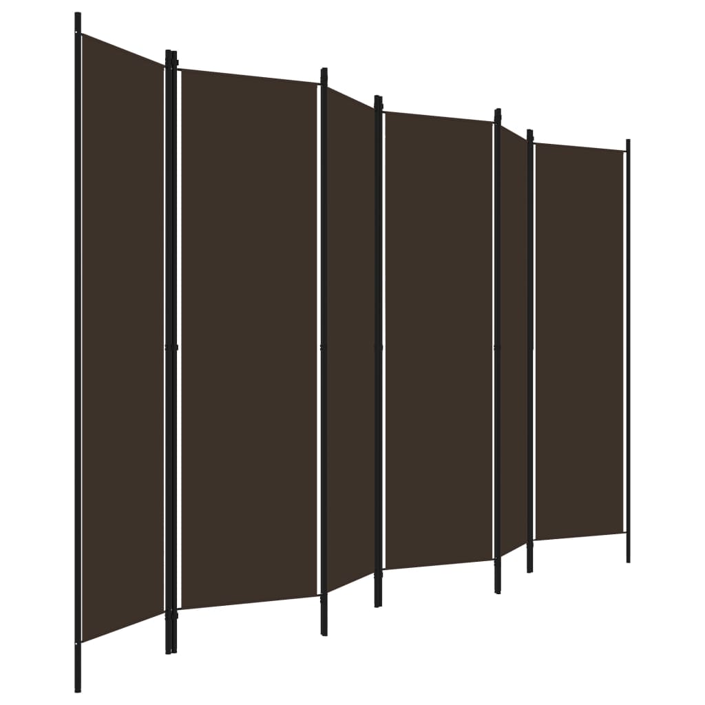 Paravan de cameră cu 6 panouri, maro, 300 x 180 cm - Lando