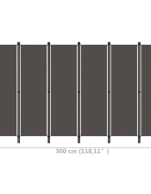 Încărcați imaginea în vizualizatorul Galerie, Paravan de cameră cu 6 panouri, antracit, 300 x 180 cm - Lando
