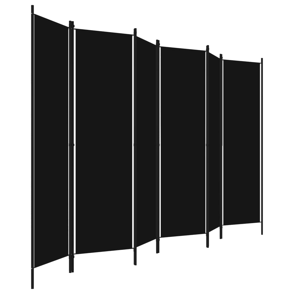 Paravan de cameră cu 6 panouri, negru, 300 x 180 cm - Lando
