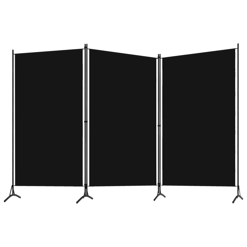 Paravan de cameră cu 3 panouri, negru, 260 x 180 cm, textil - Lando
