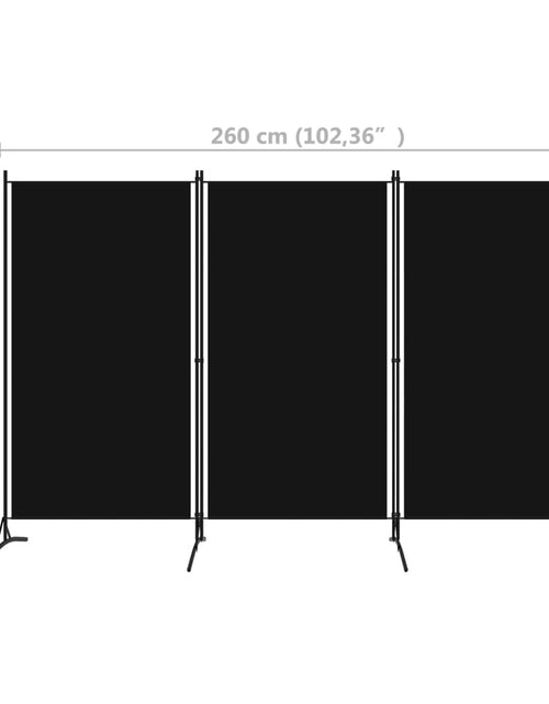 Încărcați imaginea în vizualizatorul Galerie, Paravan de cameră cu 3 panouri, negru, 260 x 180 cm, textil - Lando
