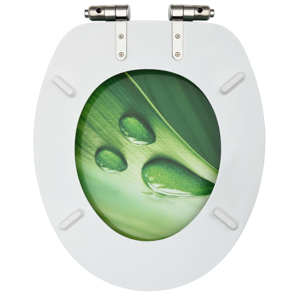 Capac WC închidere silențioasă, verde, MDF, model picătură apă Lando - Lando