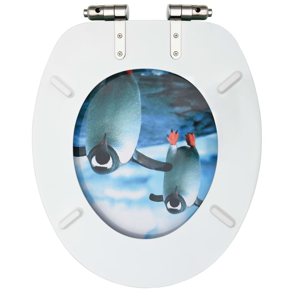 Capac WC cu închidere silențioasă, MDF, model pinguini Lando - Lando