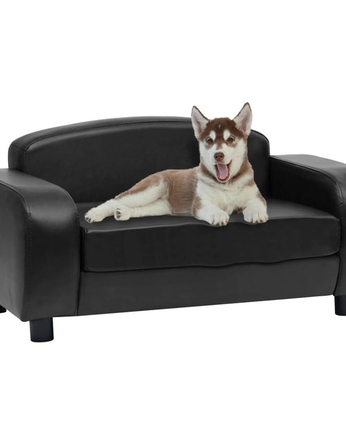 Încărcați imaginea în vizualizatorul Galerie, Canapea pentru câini, negru, 80 x 50 x 40 cm, piele ecologică - Lando
