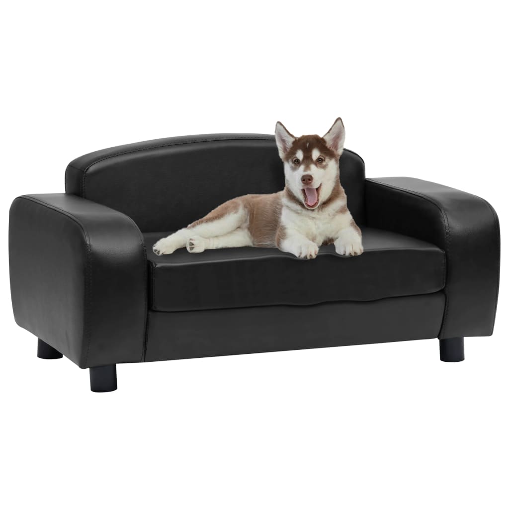 Canapea pentru câini, negru, 80 x 50 x 40 cm, piele ecologică - Lando