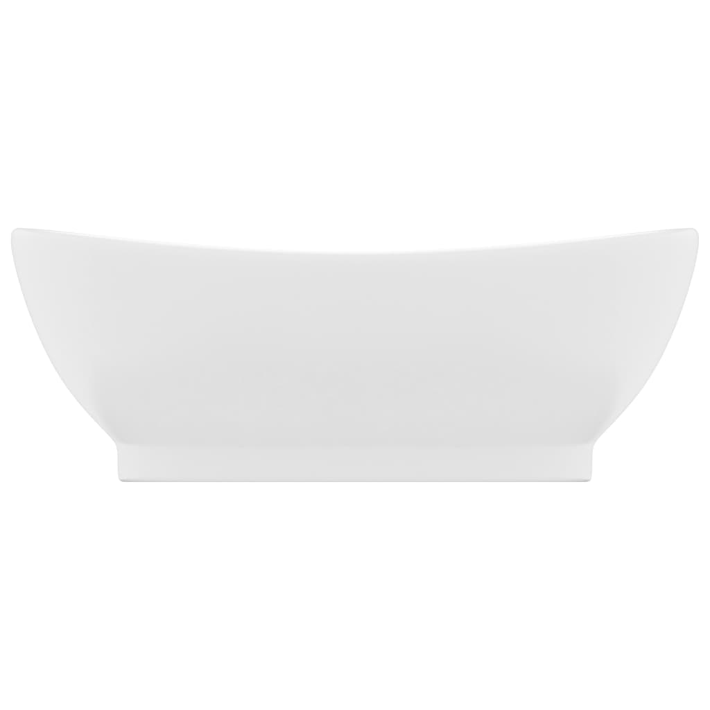 Chiuvetă lux cu preaplin, alb mat, 58,5x39 cm ceramică, oval Lando - Lando