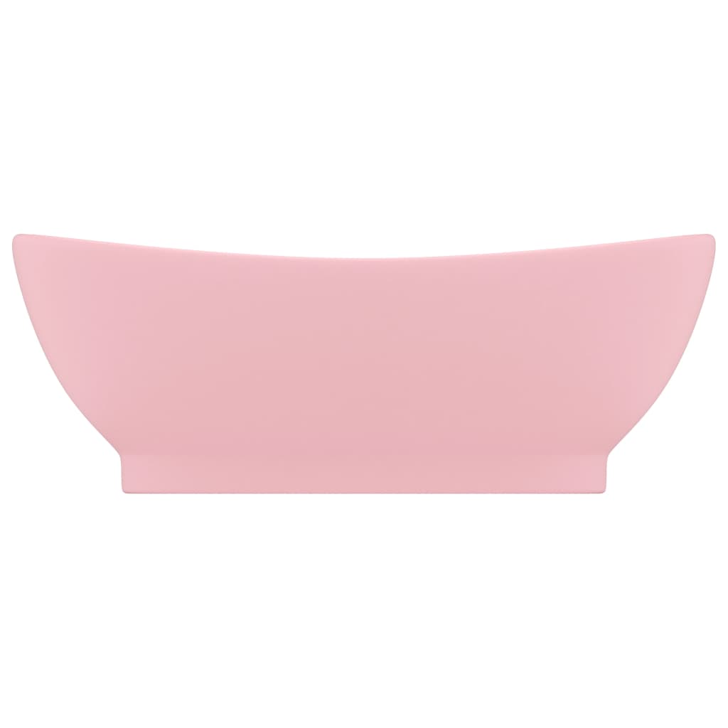 Chiuvetă lux cu preaplin, roz mat, 58,5x39 cm ceramică, oval Lando - Lando