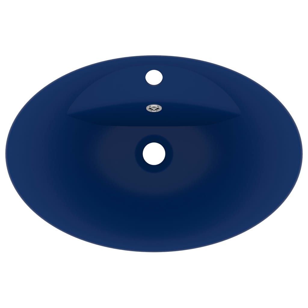 Chiuvetă lux preaplin albastru mat 58,5x39 cm ceramică oval Lando - Lando