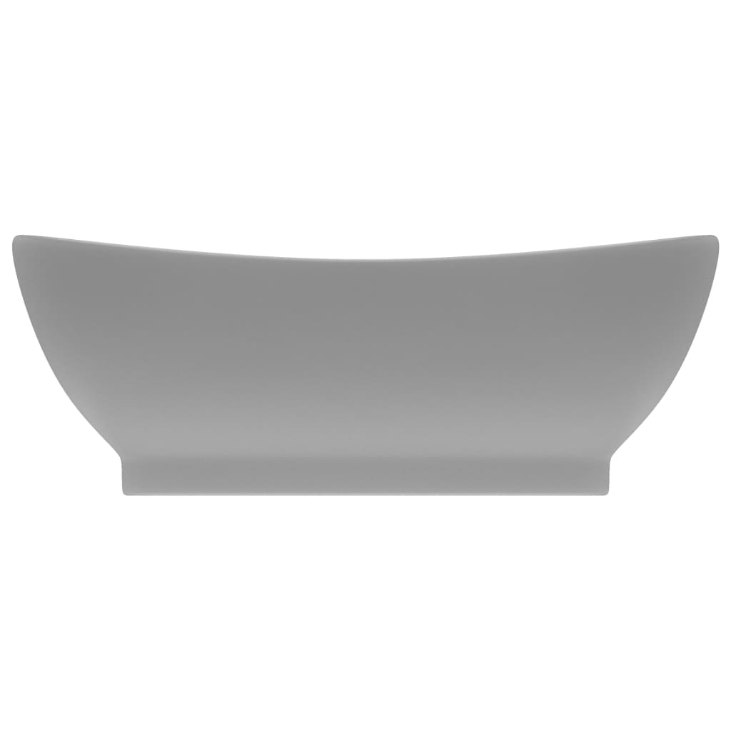 Chiuvetă lux cu preaplin gri deschis mat 58,5x39cm ceramic oval Lando - Lando