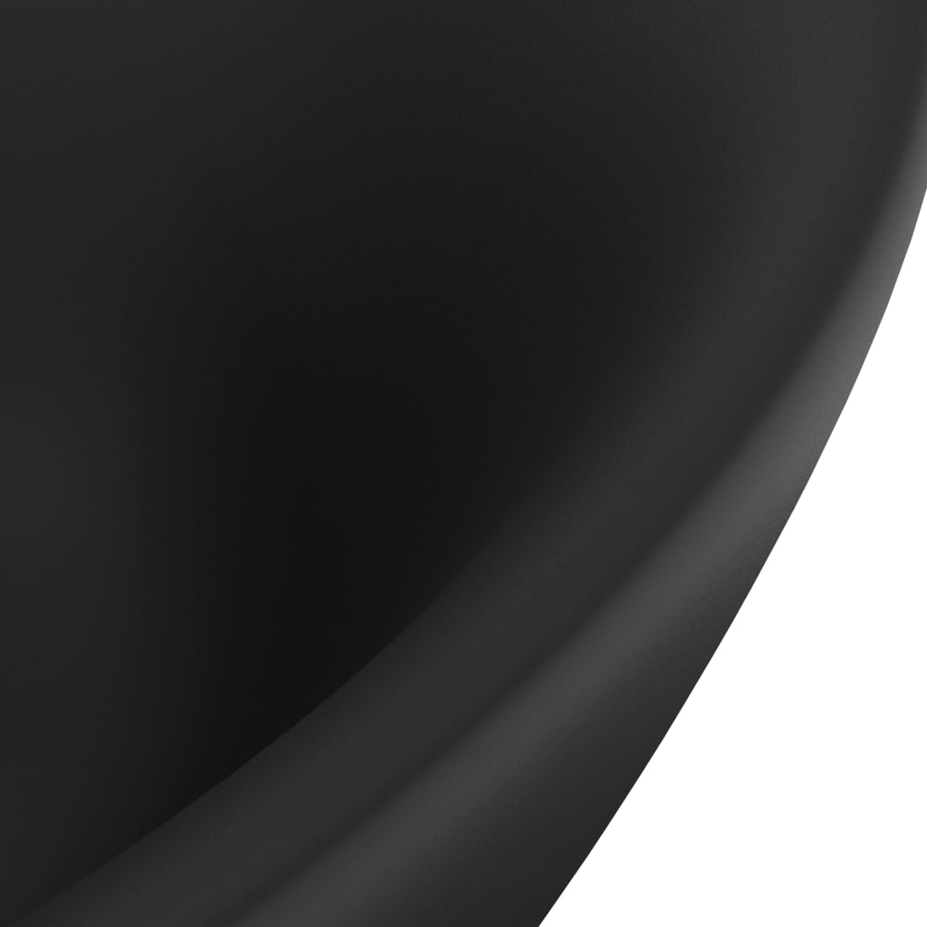 Chiuvetă lux cu preaplin, negru mat, 58,5x39 cm ceramică, oval Lando - Lando