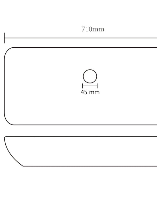 Загрузите изображение в средство просмотра галереи, Chiuvetă dreptunghiulară de lux, negru mat, 71x38 cm, ceramică Lando - Lando
