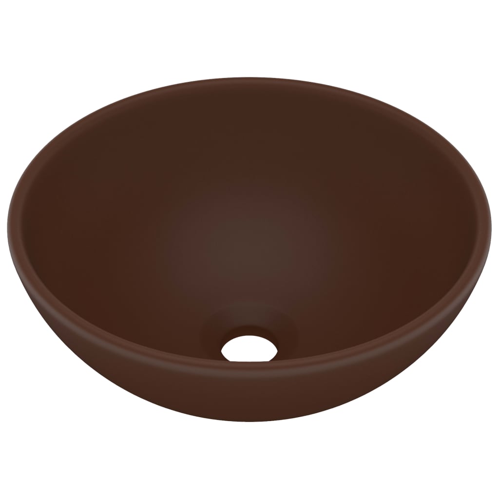 Chiuvetă baie lux maro închis mat 32,5x14 cm ceramică rotund Lando - Lando