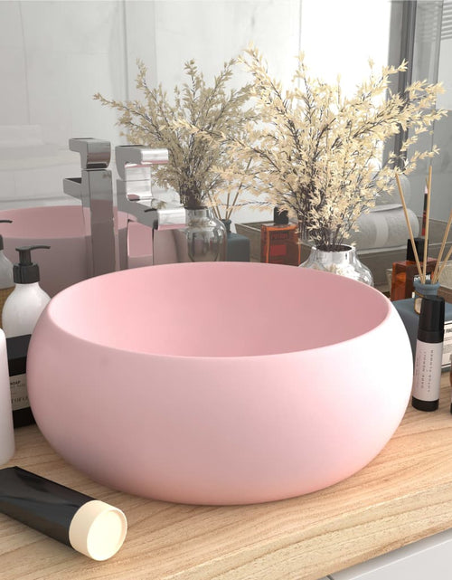 Încărcați imaginea în vizualizatorul Galerie, Chiuvetă de baie lux roz mat 40x15 cm ceramică rotund Lando - Lando
