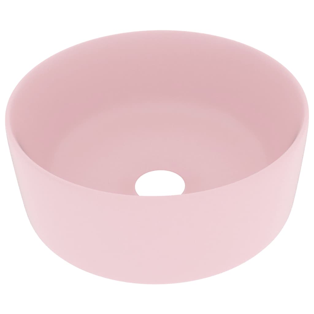 Chiuvetă de baie lux, roz mat, 40x15 cm, ceramică, rotund Lando - Lando